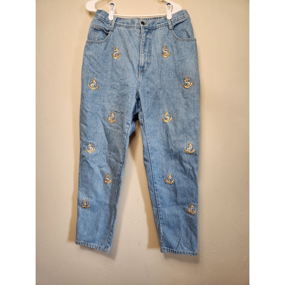 La Costa Spa Embroidered Anchor‎ Jeans Womens Size 1X Made In USA